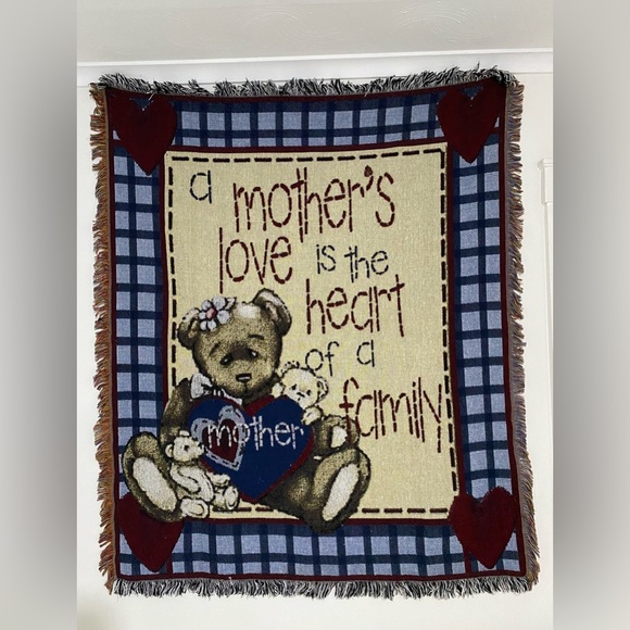 Vintage Woven LTD Commodities “A mother’s love…” Throw Tapestry Blanket - Picture 1 of 5